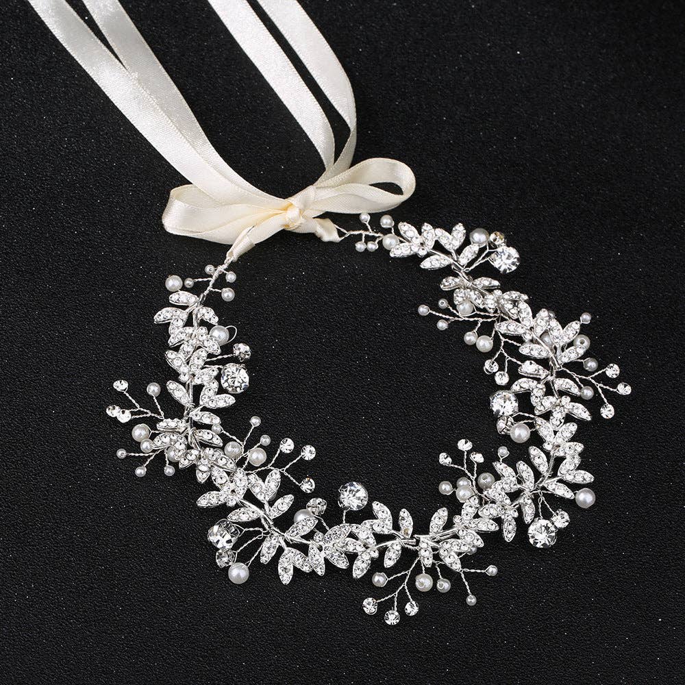 Alloy Pearl Rhinestone Handmade Wedding Belt or Hair Accessory