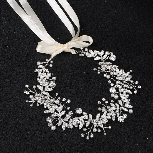 Alloy Pearl Rhinestone Handmade Wedding Belt or Hair Accessory