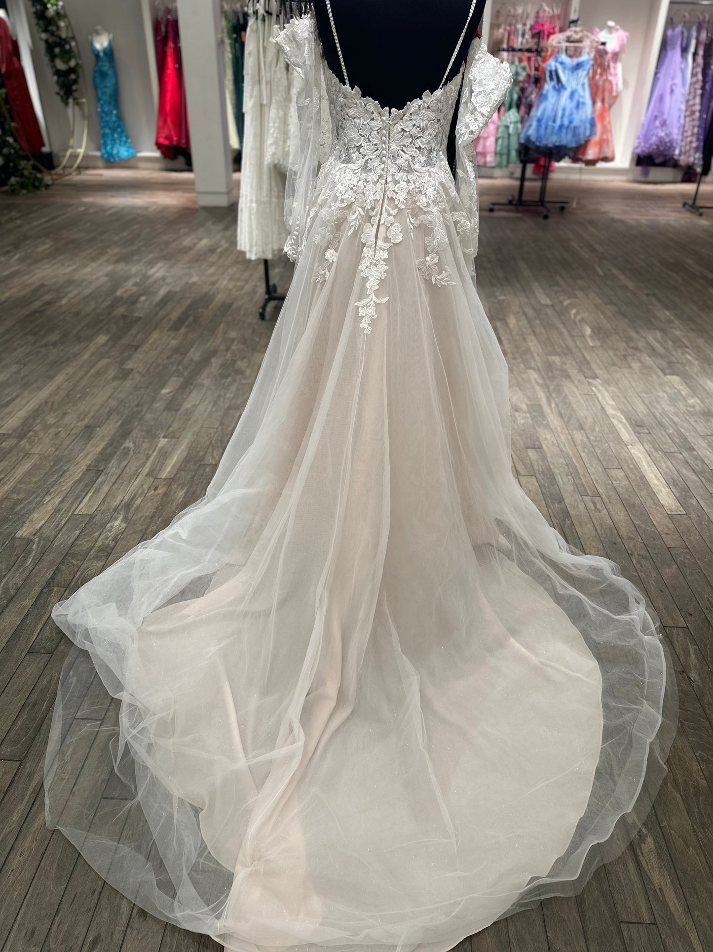 "Stevie" Cold Shoulder Bishop Sleeve Wedding Dress by Maggie Sottero