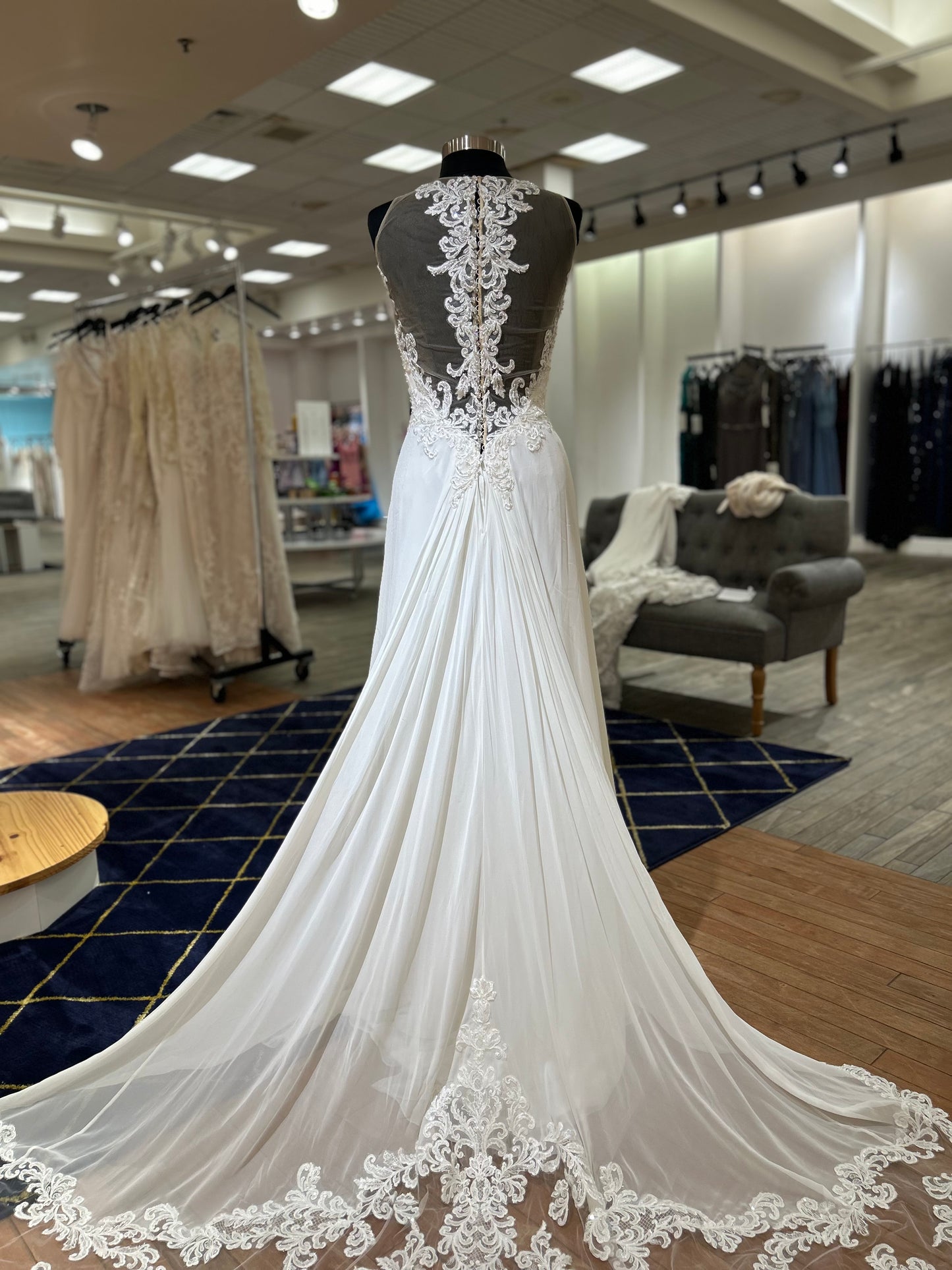 Savannah by Sean Philip A-line Lace Illusion Neckline