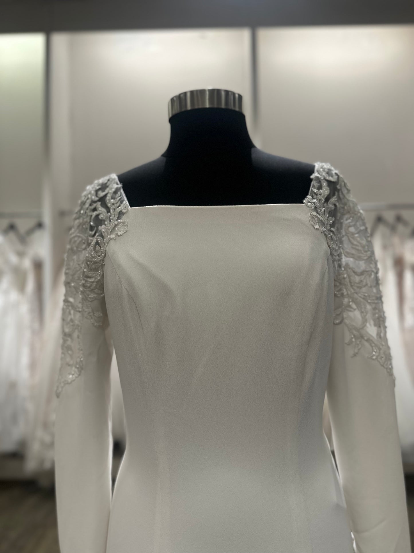 31153 Adrianna Papell Fit and Flare Crepe Wedding Dress