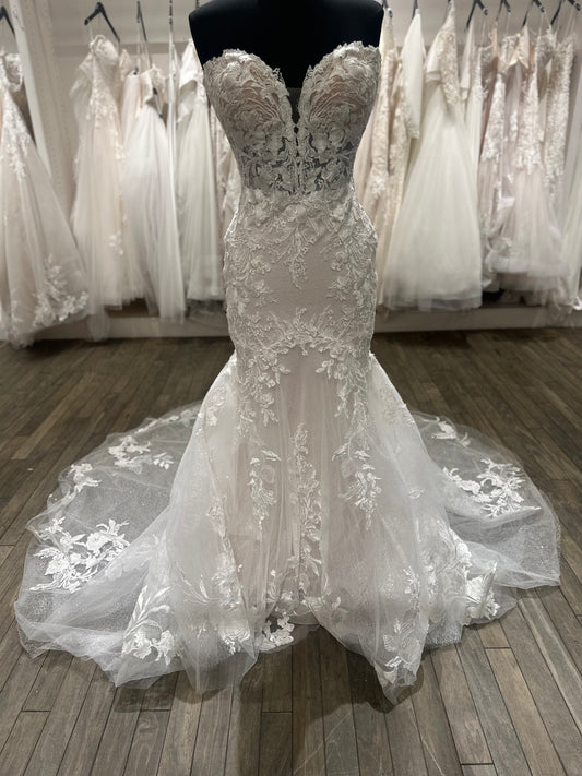 "Michaela" Y22176 Lace Sparkle Fit and Flare by Sophia Tolli