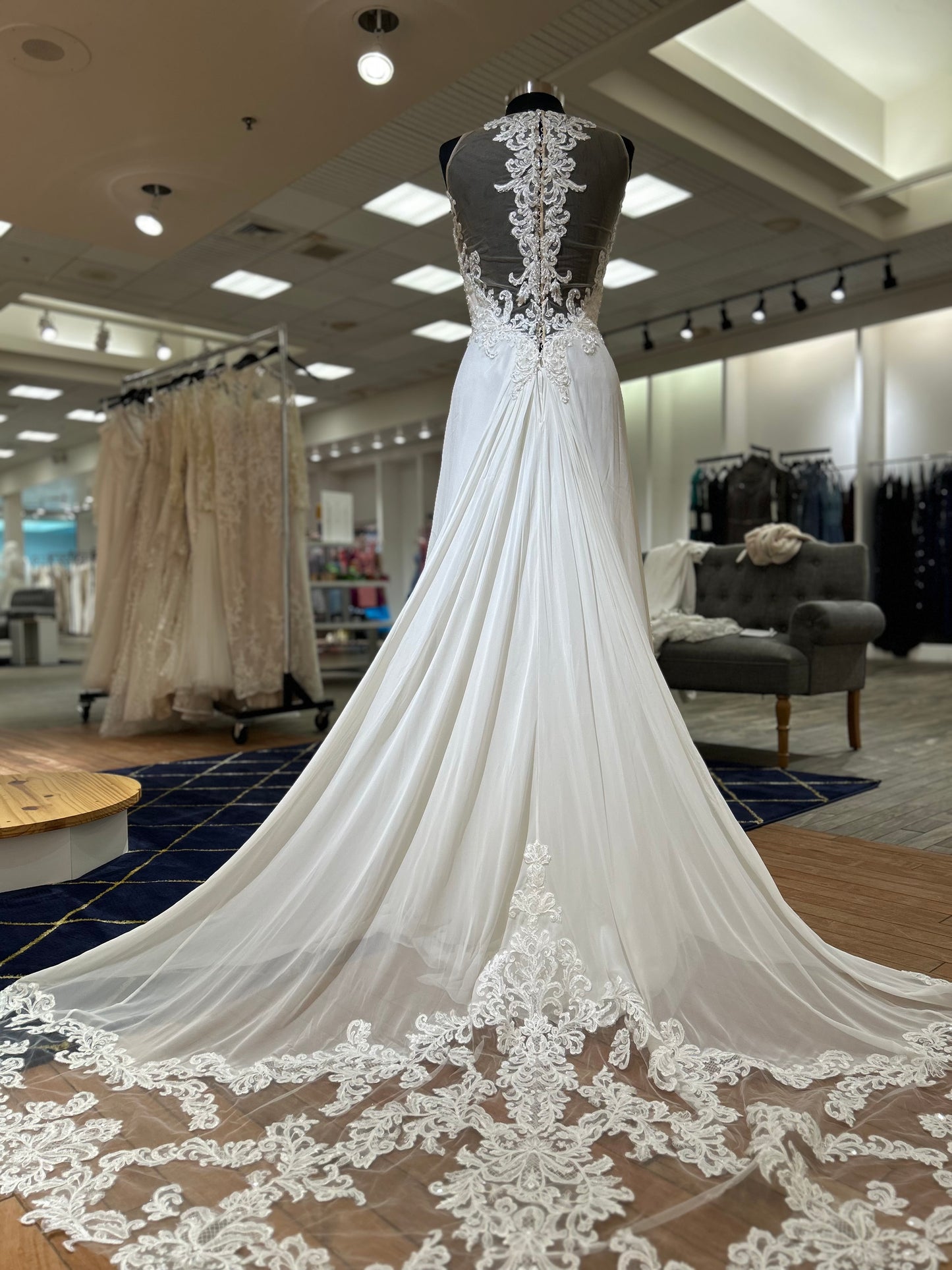 Savannah by Sean Philip A-line Lace Illusion Neckline