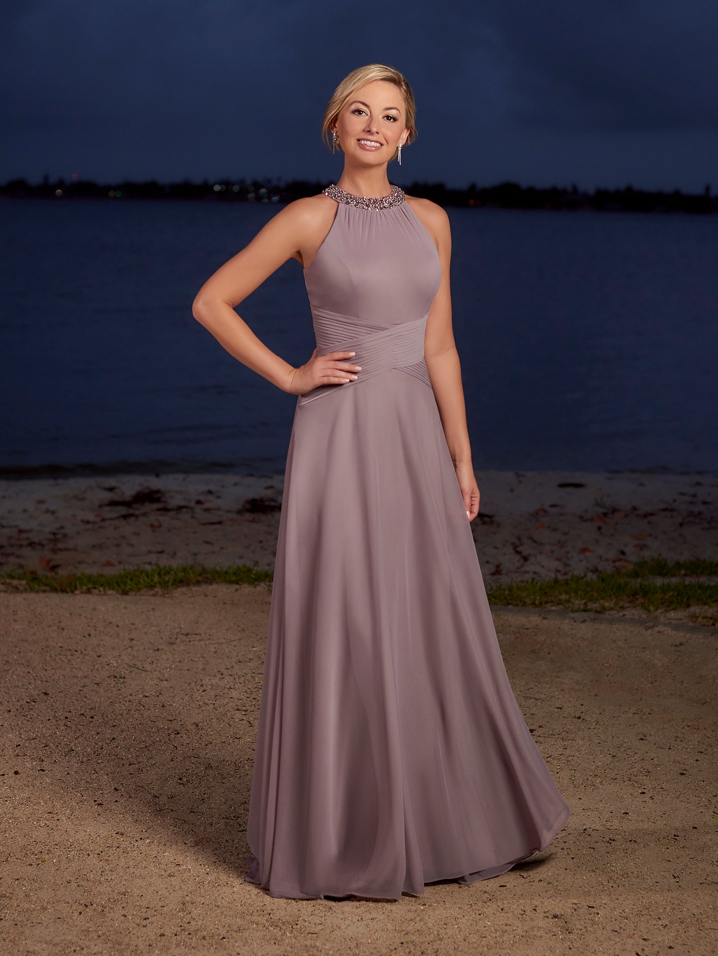 17068 Halter A-Line Sleeveless Bridesmaid or Evening Gown by Christina Wu