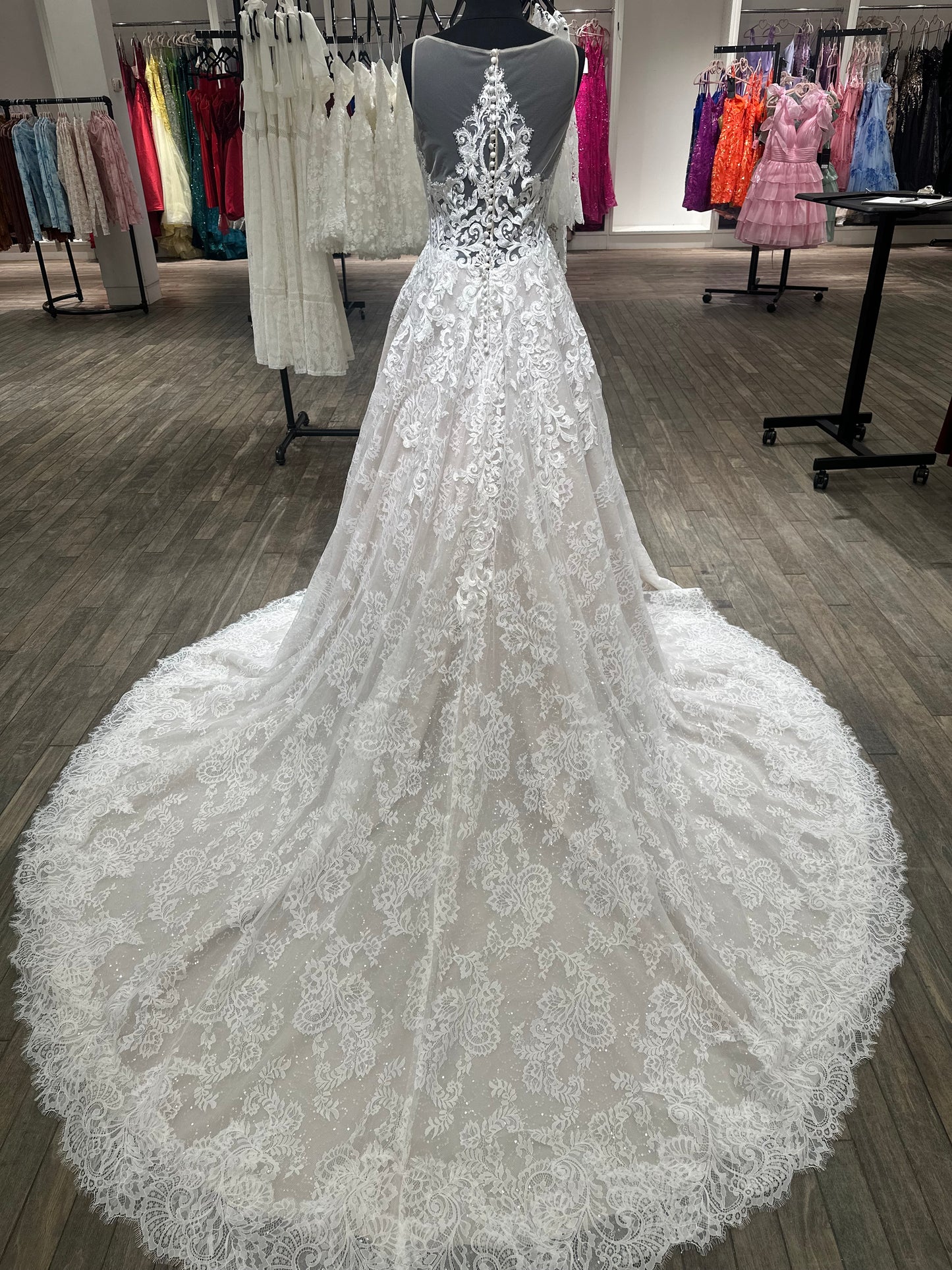 "Mia" Ballgown Sleeveless Lace Champagne Wedding Dress by Sean Philip Bridals