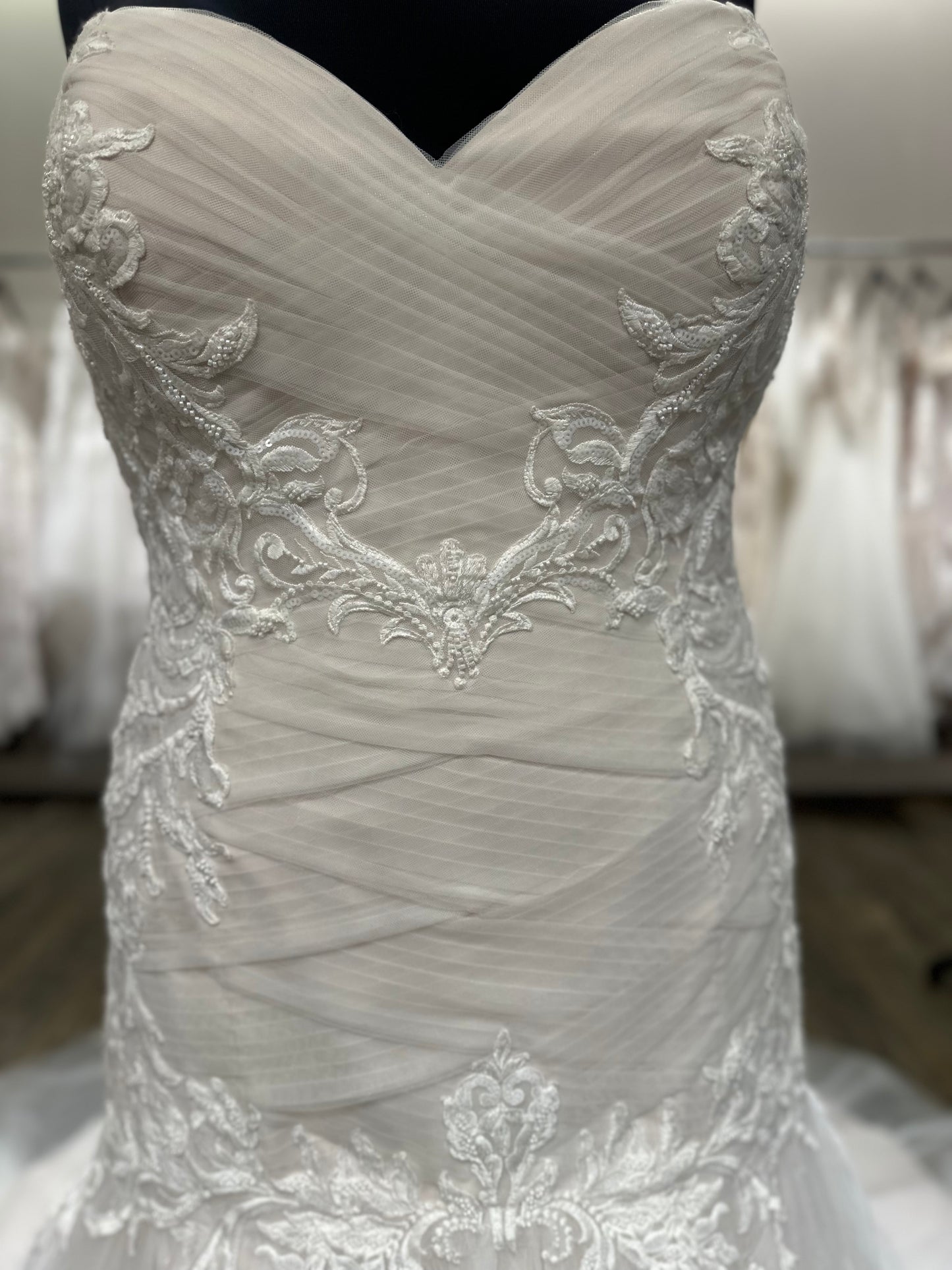 "Georgia" Ruche Sleeveless Mermaid Wedding Dress by Rebecca Ingram