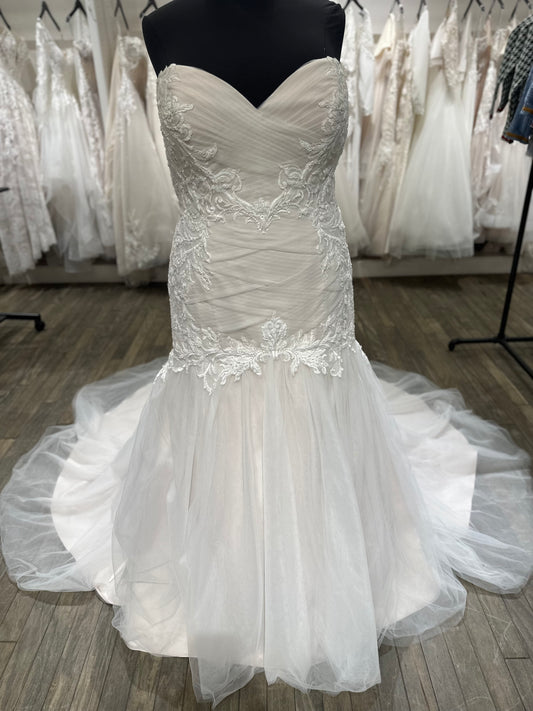 "Georgia" Ruche Sleeveless Mermaid Wedding Dress by Rebecca Ingram