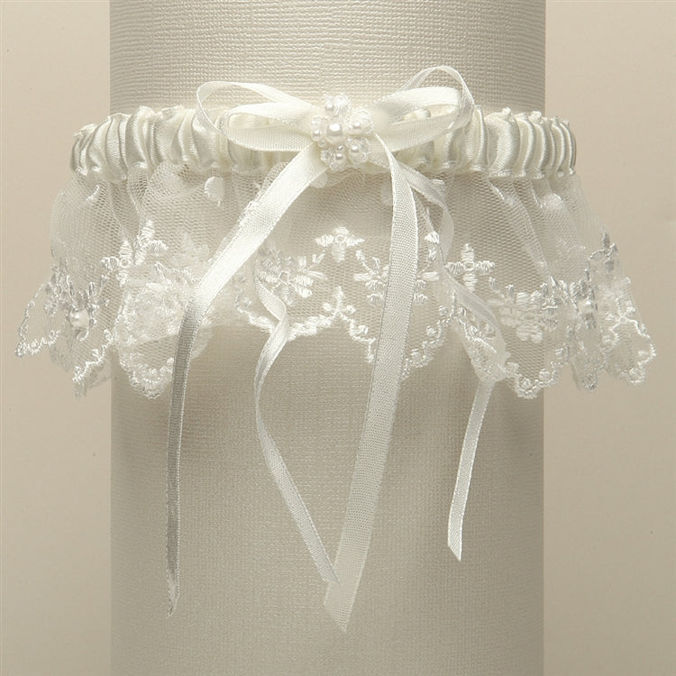 Vintage Irish Lace Inspired Wedding Garter - Ivory