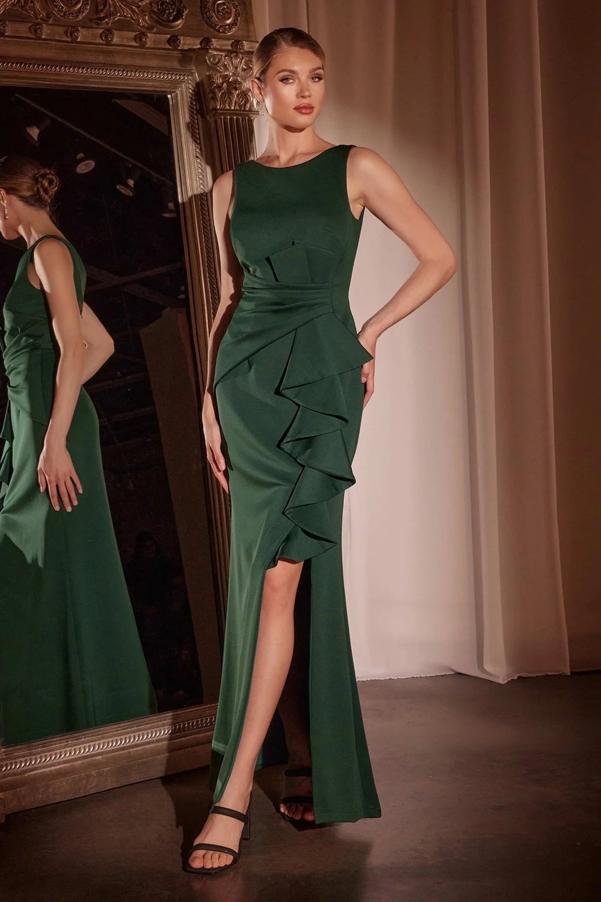 Fitted Ruche Evening Dress