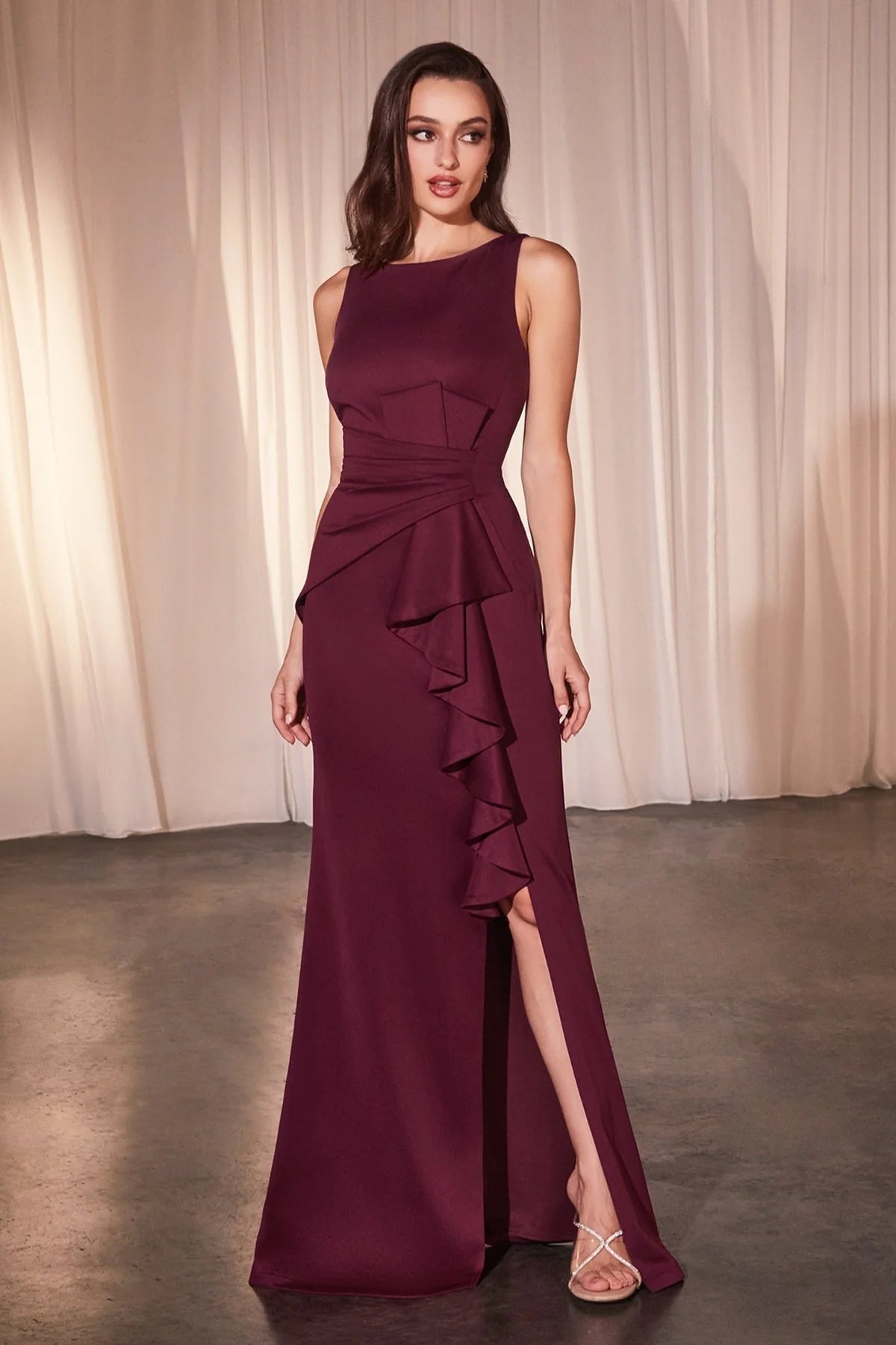 Fitted Ruche Evening Dress