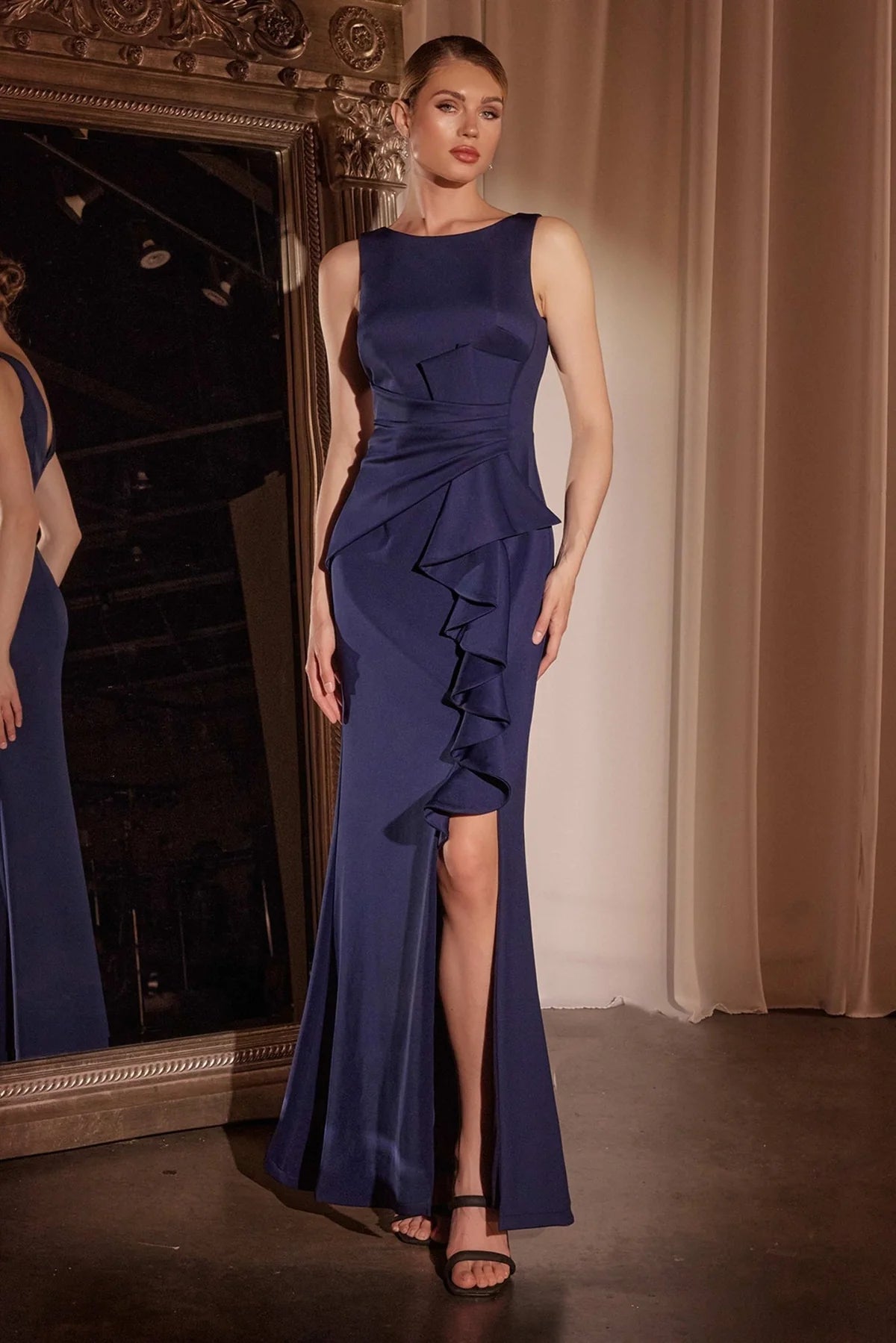 Fitted Ruche Evening Dress