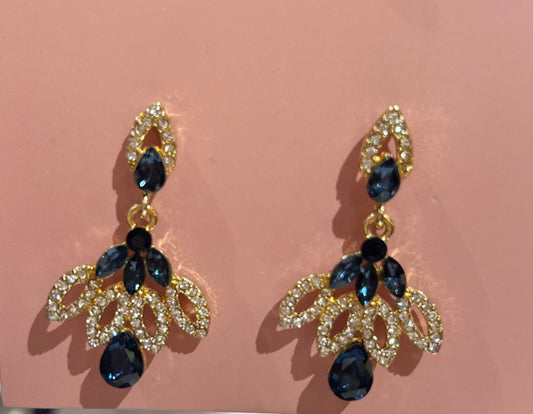 Round Gemstone Cluster Drop Earrings