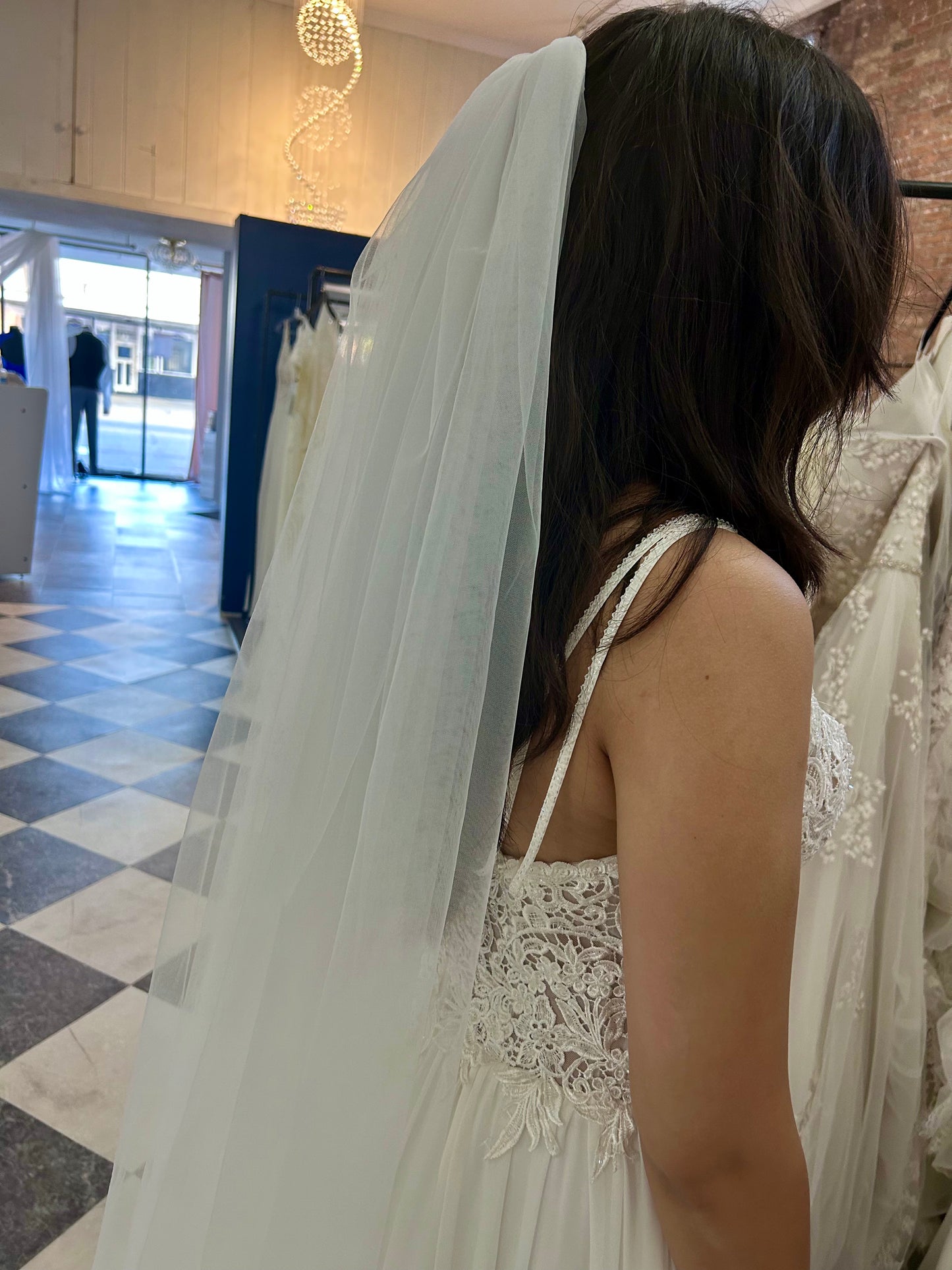 F026 Cathedral Simple Wedding Veil by Aria Bride