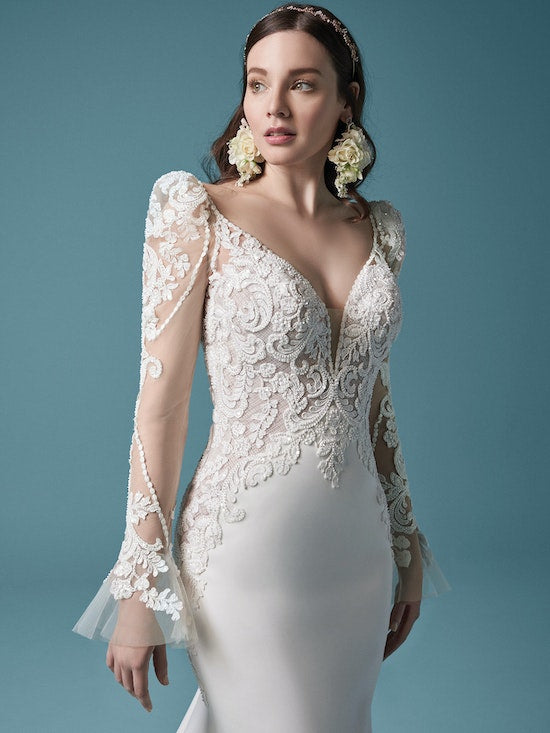 "Nikki" Bell Sleeve Mermaid Long Sleeve Wedding Dress by Maggie Sottero