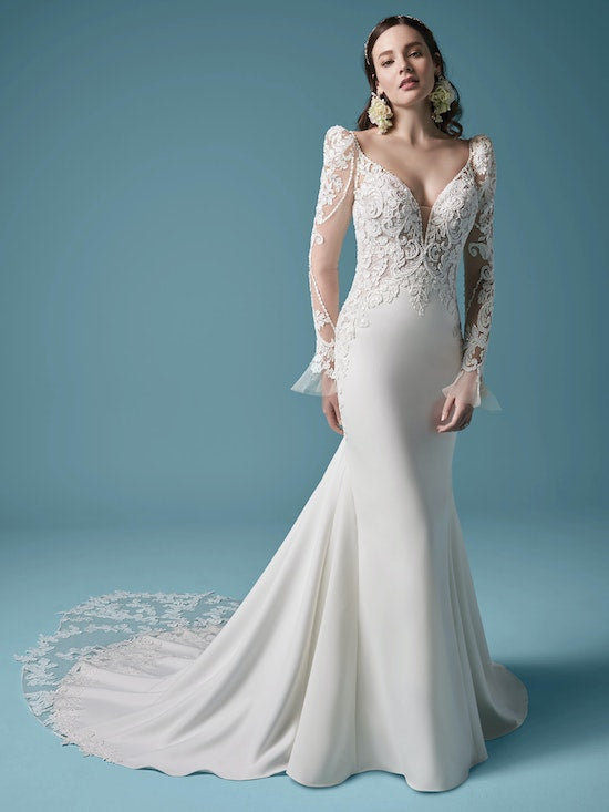 "Nikki" Bell Sleeve Mermaid Long Sleeve Wedding Dress by Maggie Sottero