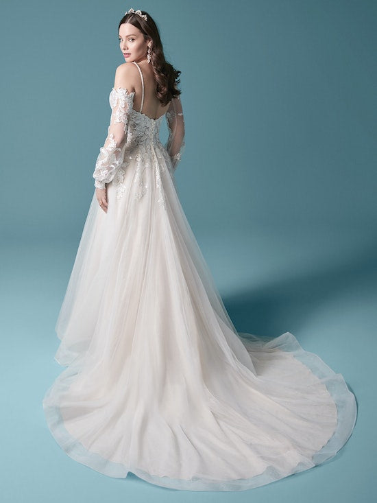 "Stevie" Cold Shoulder Bishop Sleeve Wedding Dress by Maggie Sottero