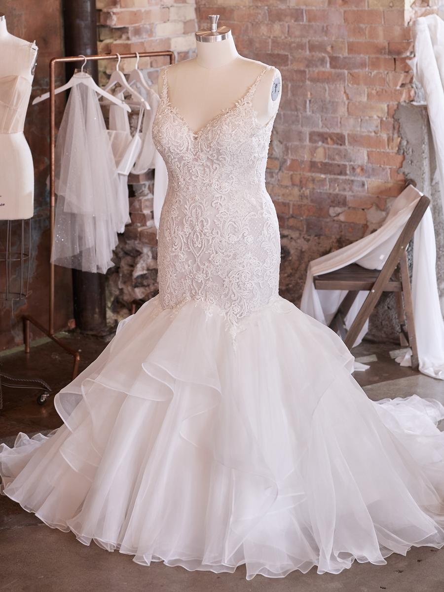 "Lunaria" Sleeveless Organza Sparkle Lace Wedding Dress by Maggie Sottero