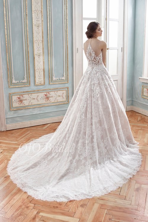 "Mia" Ballgown Sleeveless Lace Champagne Wedding Dress by Sean Philip Bridals