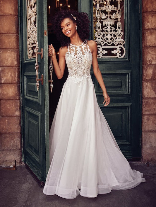 Ardelle Lace High Neck A-Line Wedding Dress by Maggie Sottero Rebecca Ingram
