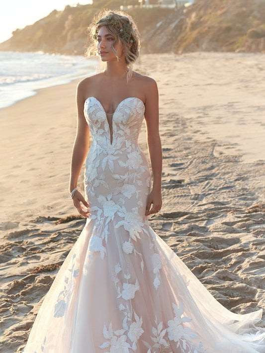 "Hattie" Strapless Mermaid Beach Wedding Dress by Rebecca Ingram