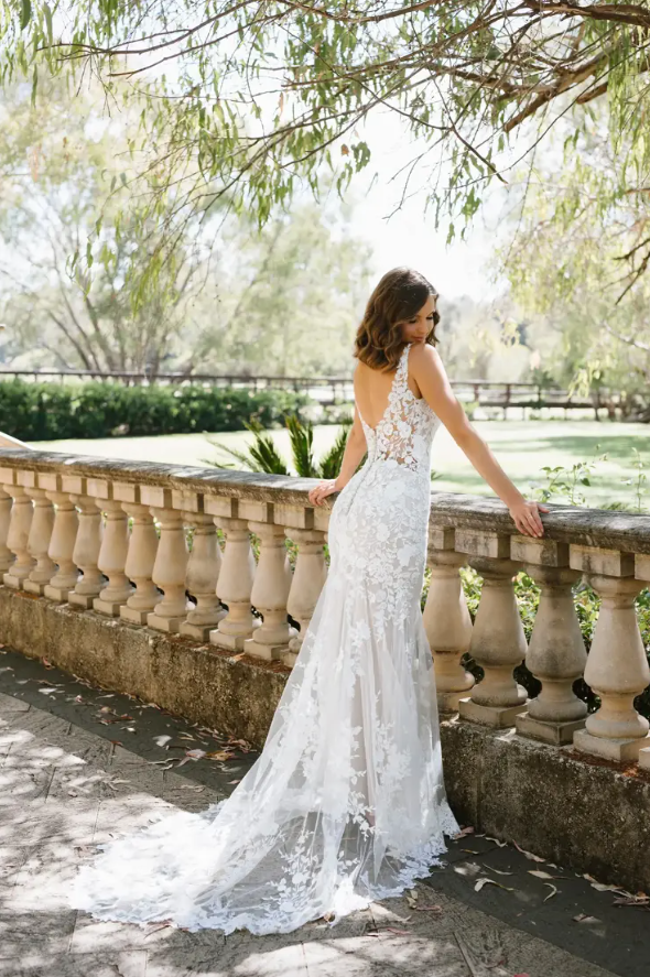 "Finley" Boho Wedding Dress with Lace Train Included by Sophia Tolli