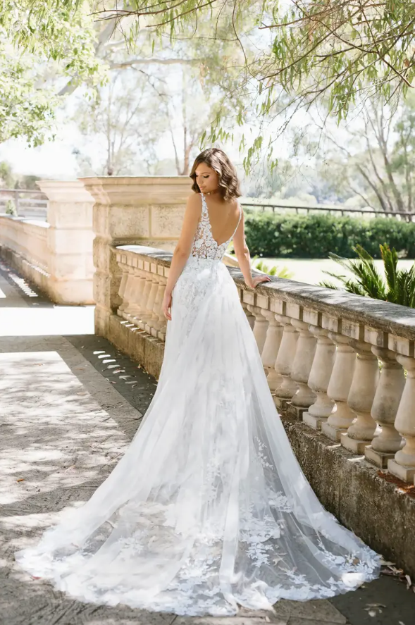"Finley" Boho Wedding Dress with Lace Train Included by Sophia Tolli
