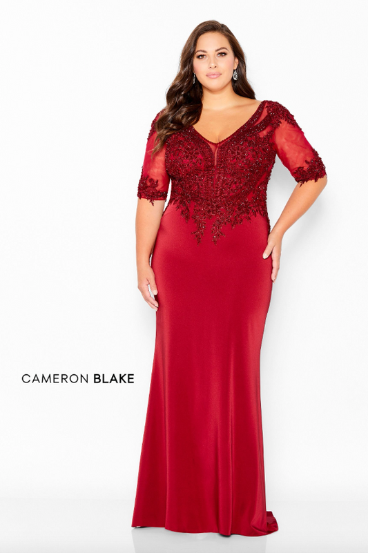 220643 Sheath Black or Wine 3/4 Sleeve Mother's Dress by Cameron Blake