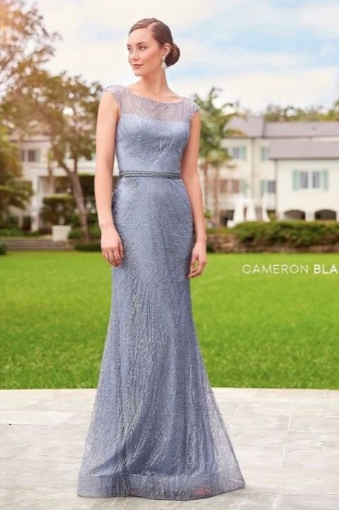 220652 Cap Sleeve Sparkly Sheath Mother's Dress by Cameron Blake