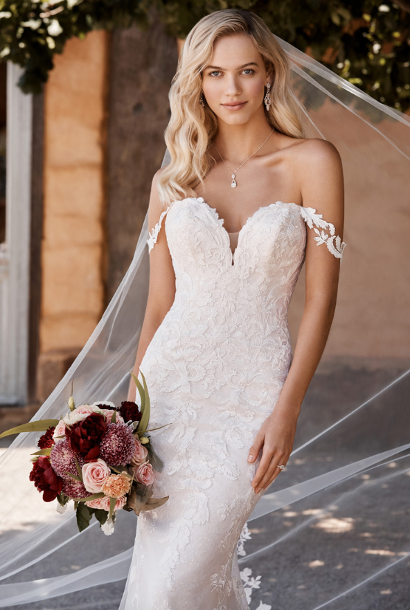"Reba" Y22050 Bespoke Lace with Dramatic Train Wedding Dress by Sophia Tolli