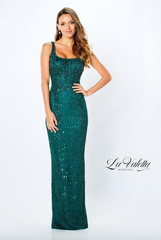 LV22106 Sheath Emerald Green Three-Quarter Sleeve OR Sleeveless Mother's Dress by La Valetta