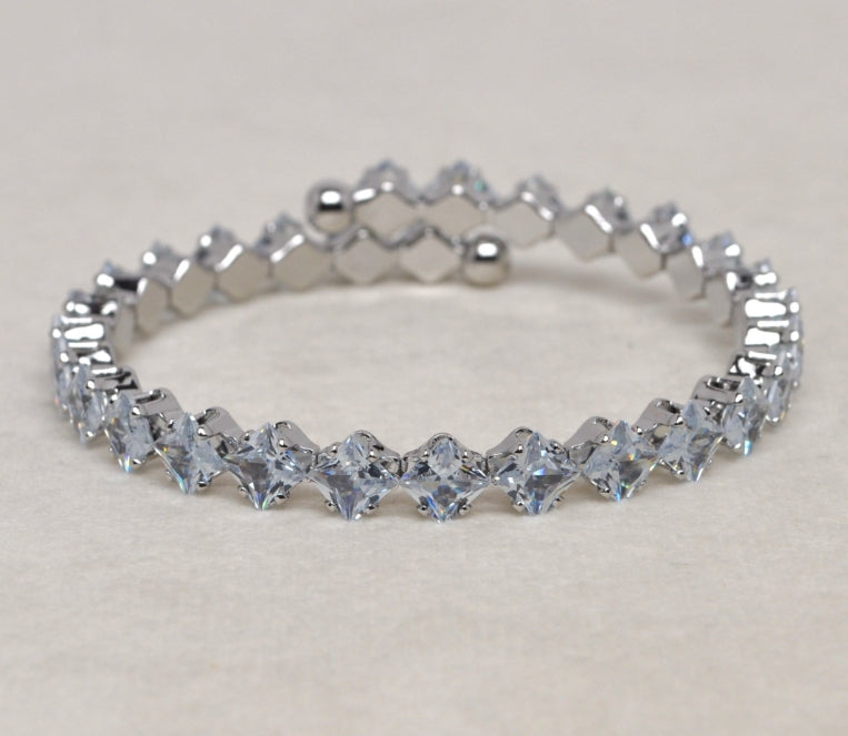 Cubic Zirconium/Silver Diamond Shape Wrap Bracelet