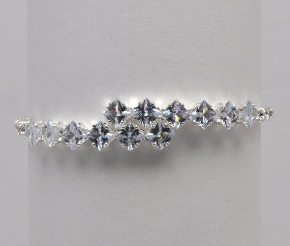 Cubic Zirconium/Silver Double Diamond Wrap Bracelet