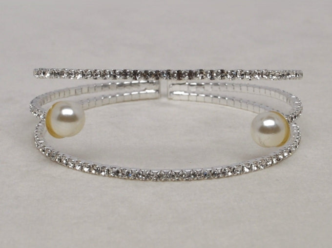 Pearl Silver CZ Diamond Coil Bracelet