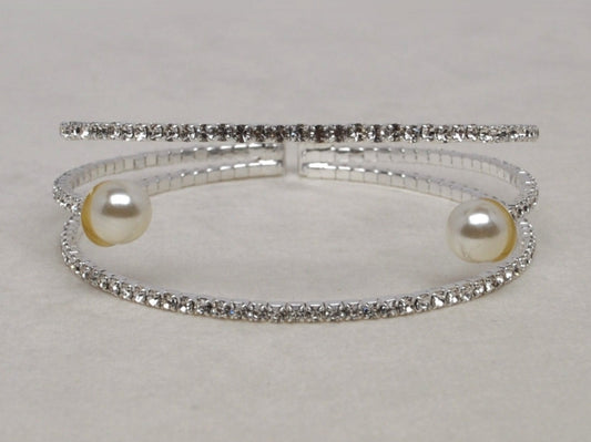 Pearl Silver CZ Diamond Coil Bracelet