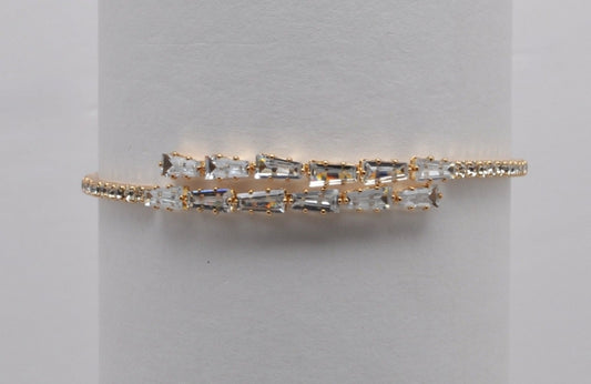 Gold Cubic Zirconium Baguette Stone Wrap Bracelet
