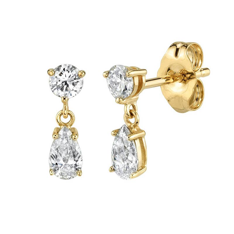 CZ Diamond Gold Dangle Earring