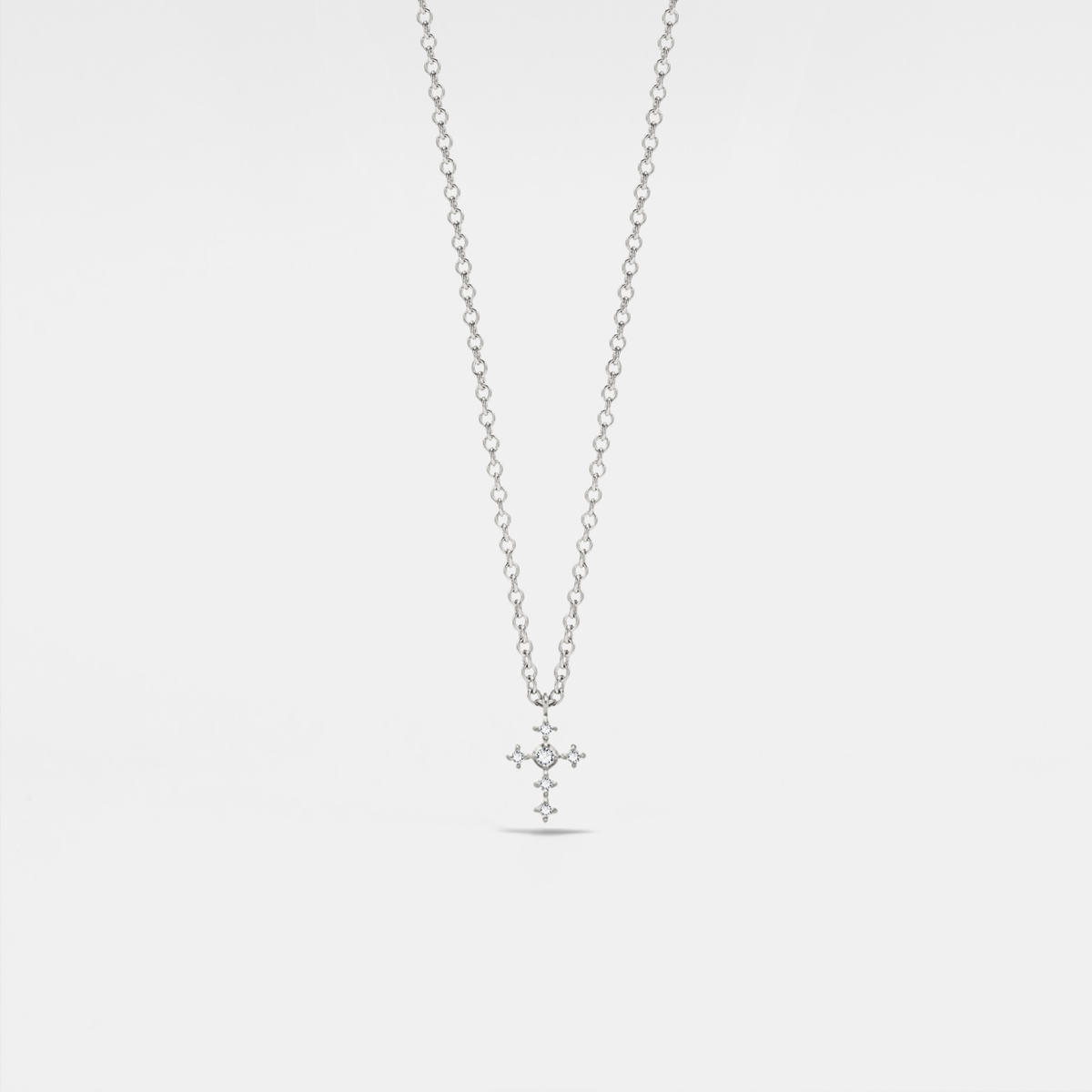 Tiny Small Gold Cross Charm Necklace in 925 Sterling Silver