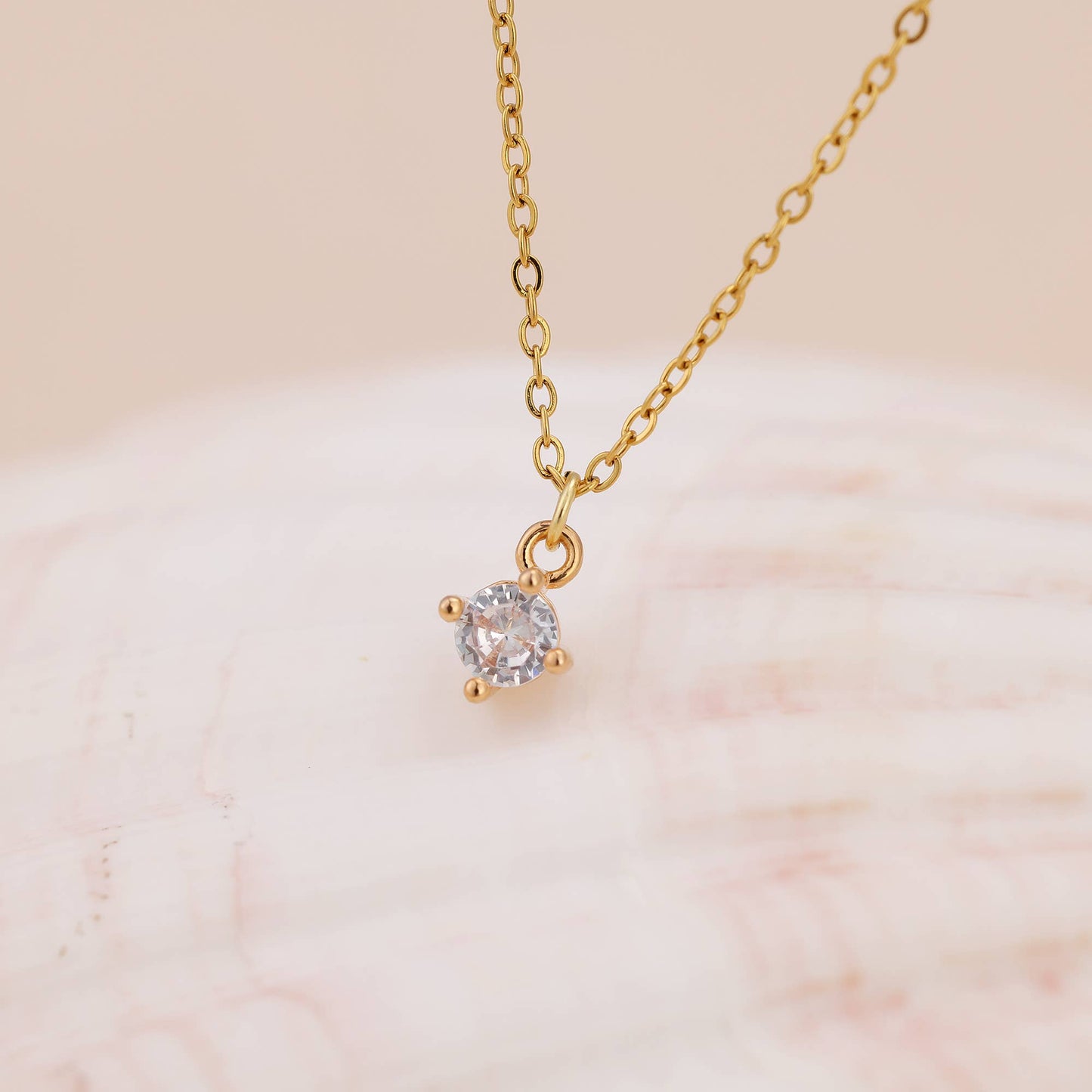 Solitaire CZ Diamond Pendant Necklace
