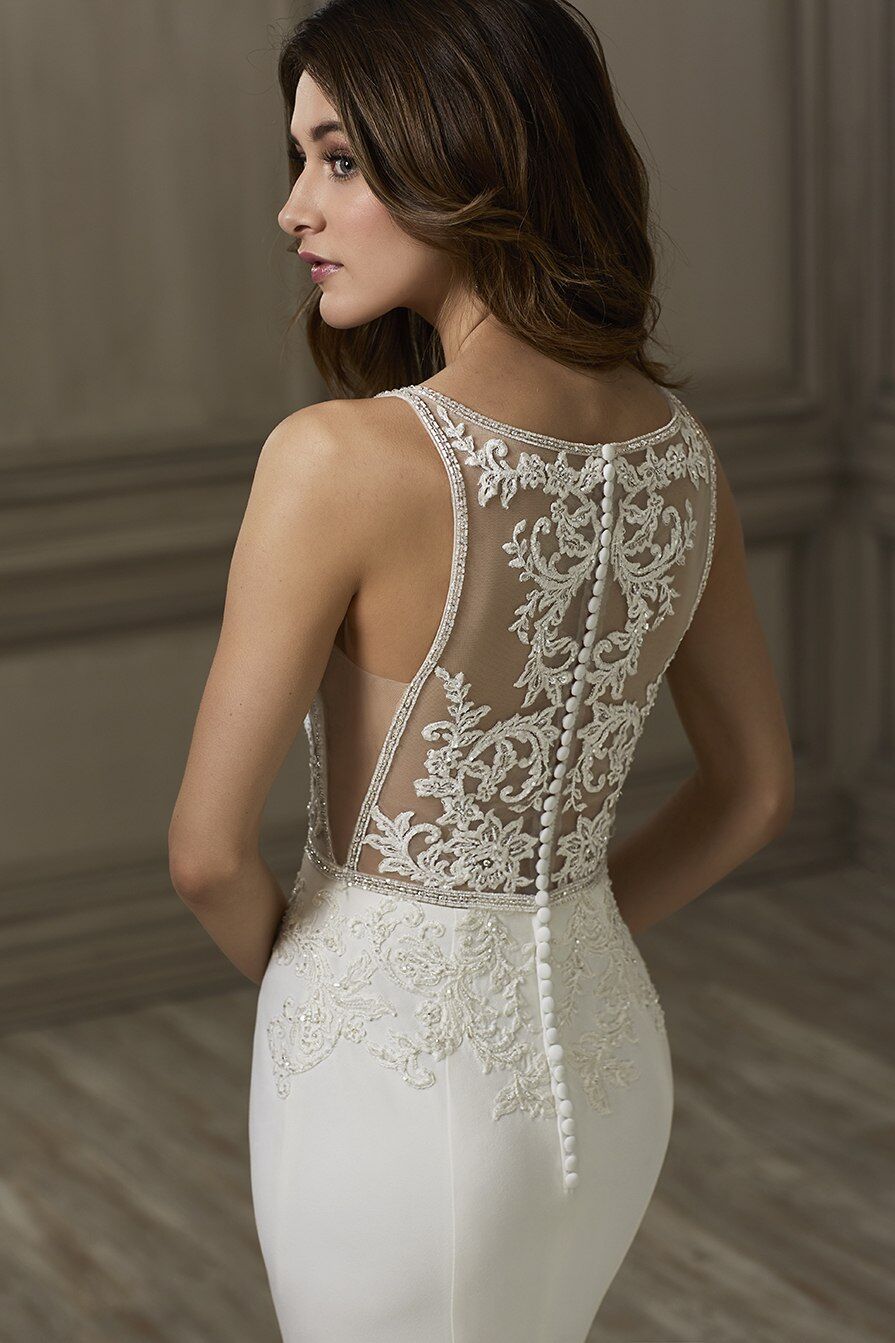 31741 Adrianna Papell Luna Illusion Back Bridal Dress