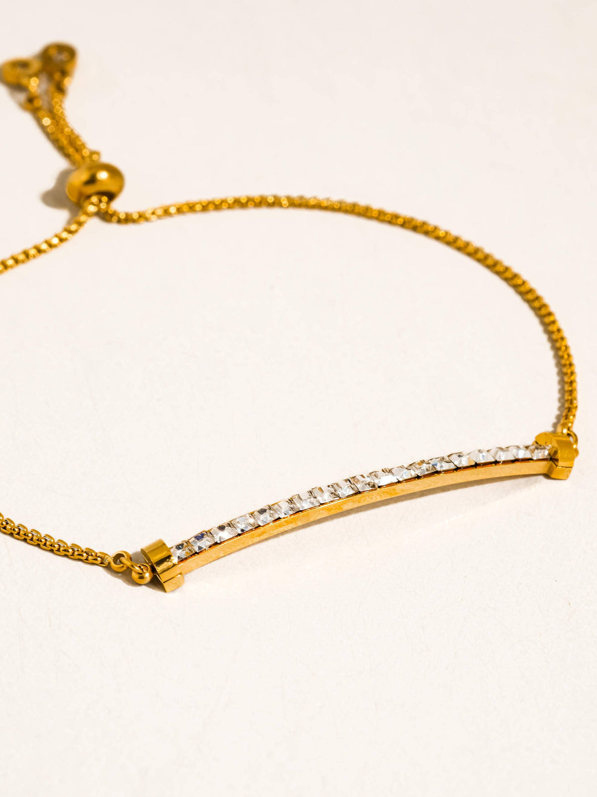 Montessa 18K Gold Non-Tarnish CZ Adjustable Bar Bracelet