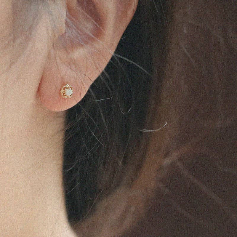 Dainty Opal Four Leaf Clover Earrings in 925 Sterling Silver