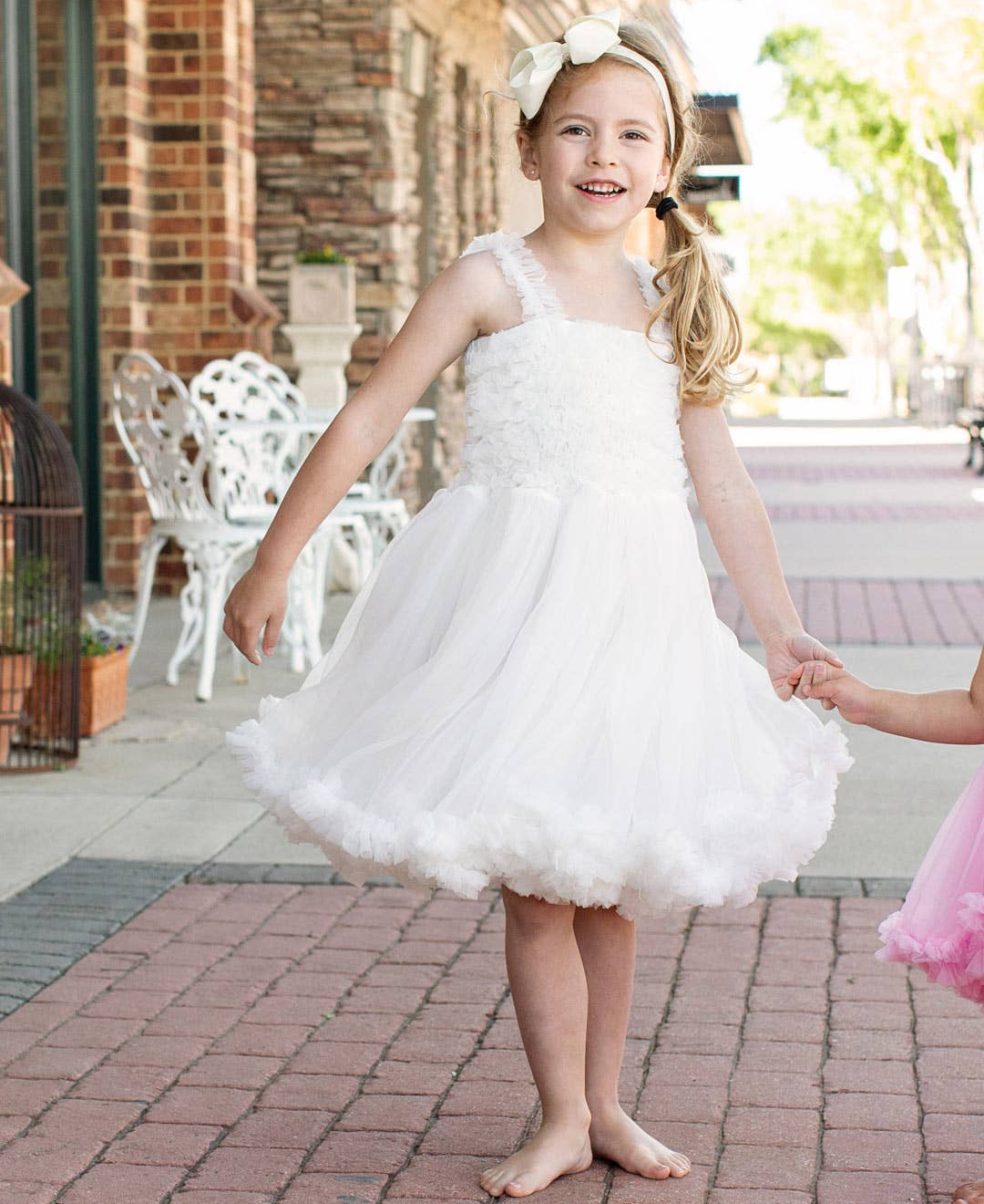 Girls White Tulle Sleeveless Princess Petti Dress