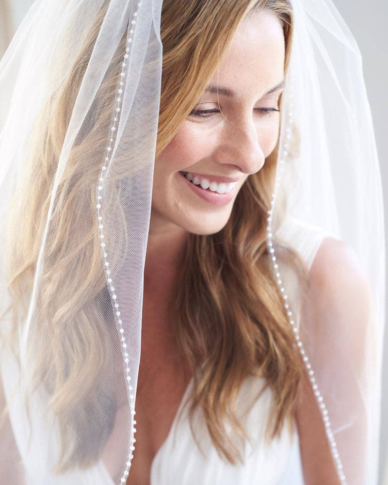 Simple Pearl Edge Wedding Veil