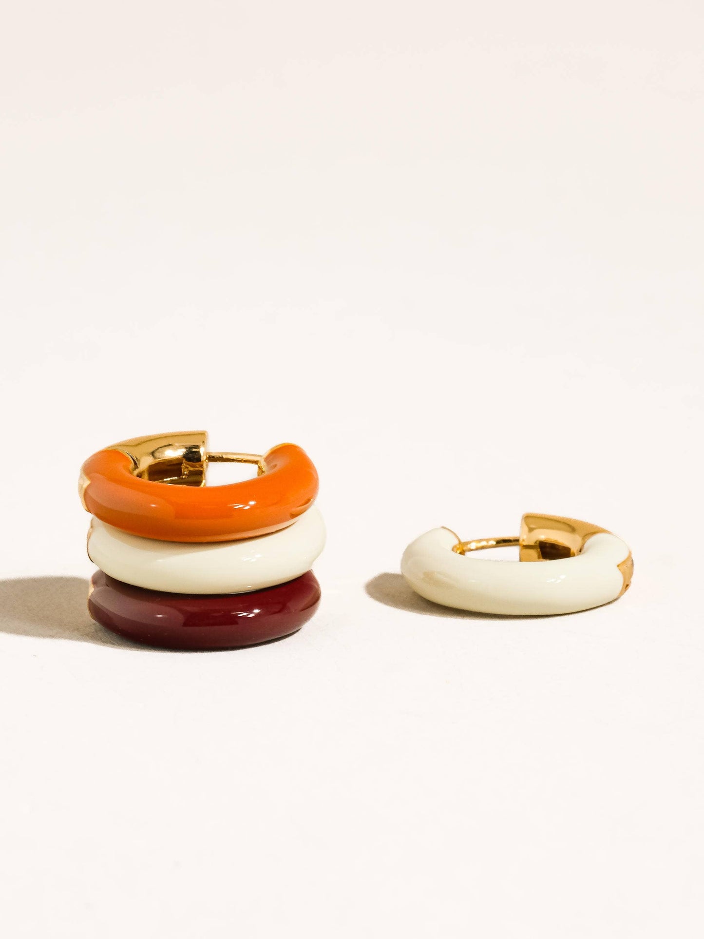 Odessa 18K Gold Vintage Enamel Hoop Earrings