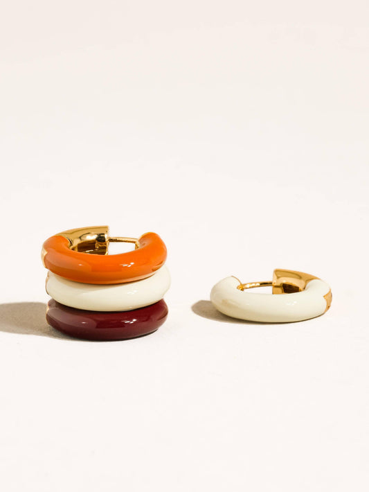 Odessa 18K Gold Vintage Enamel Hoop Earrings