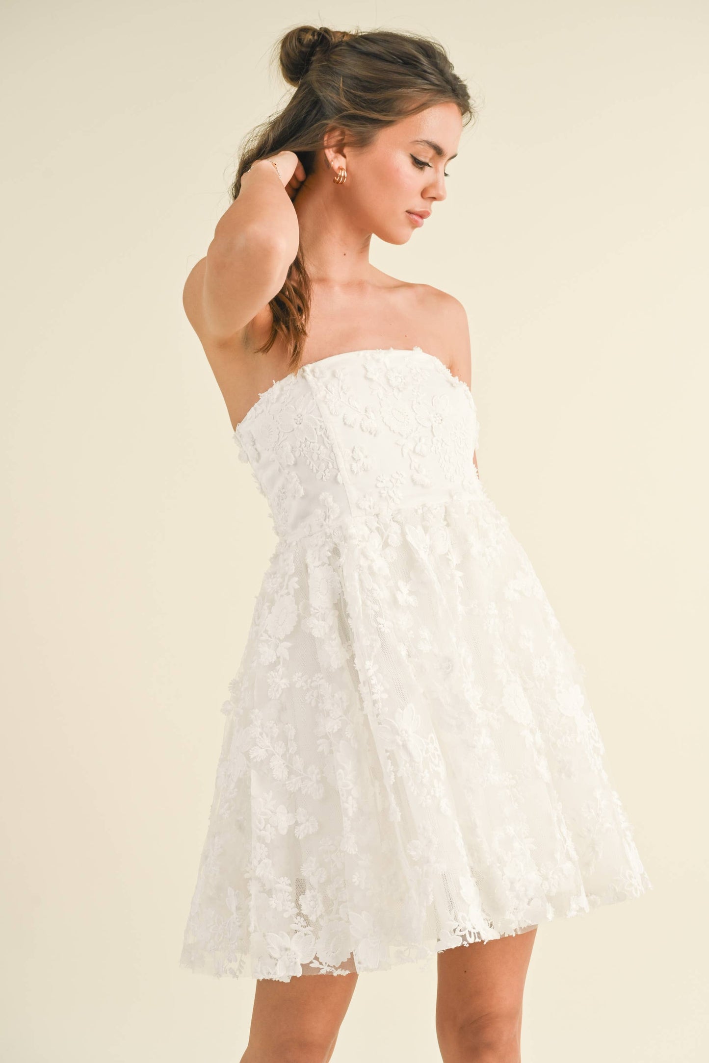 Textured Floral fabric A-Line Tube Dress
