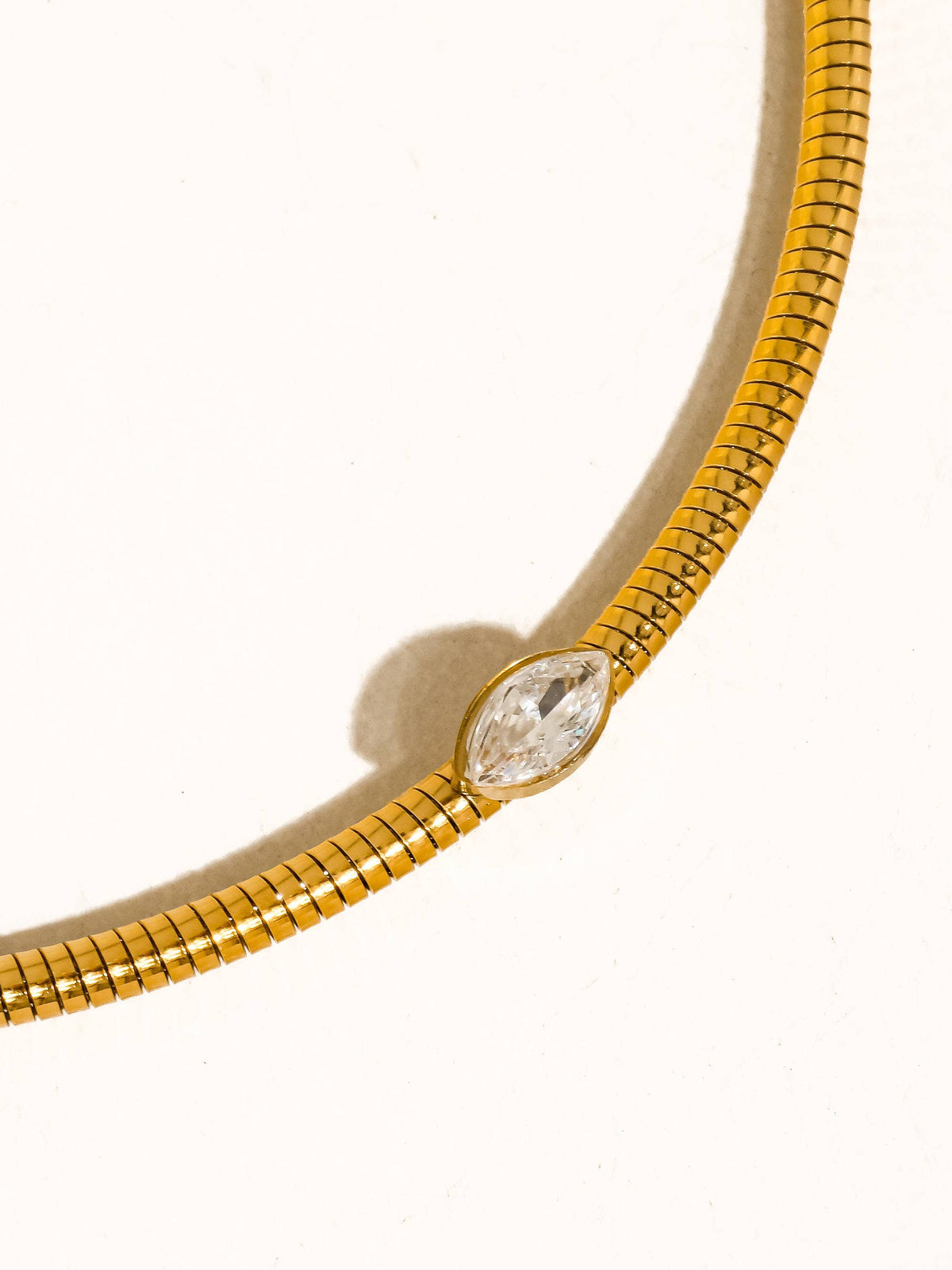 Olwen 18K Gold Non-Tarnish Marquise CZ Snake Chain Choker