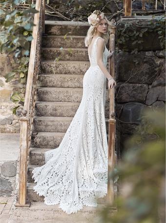 "Burke" Deep V Lace Boho Wedding Dress by Maggie Sottero