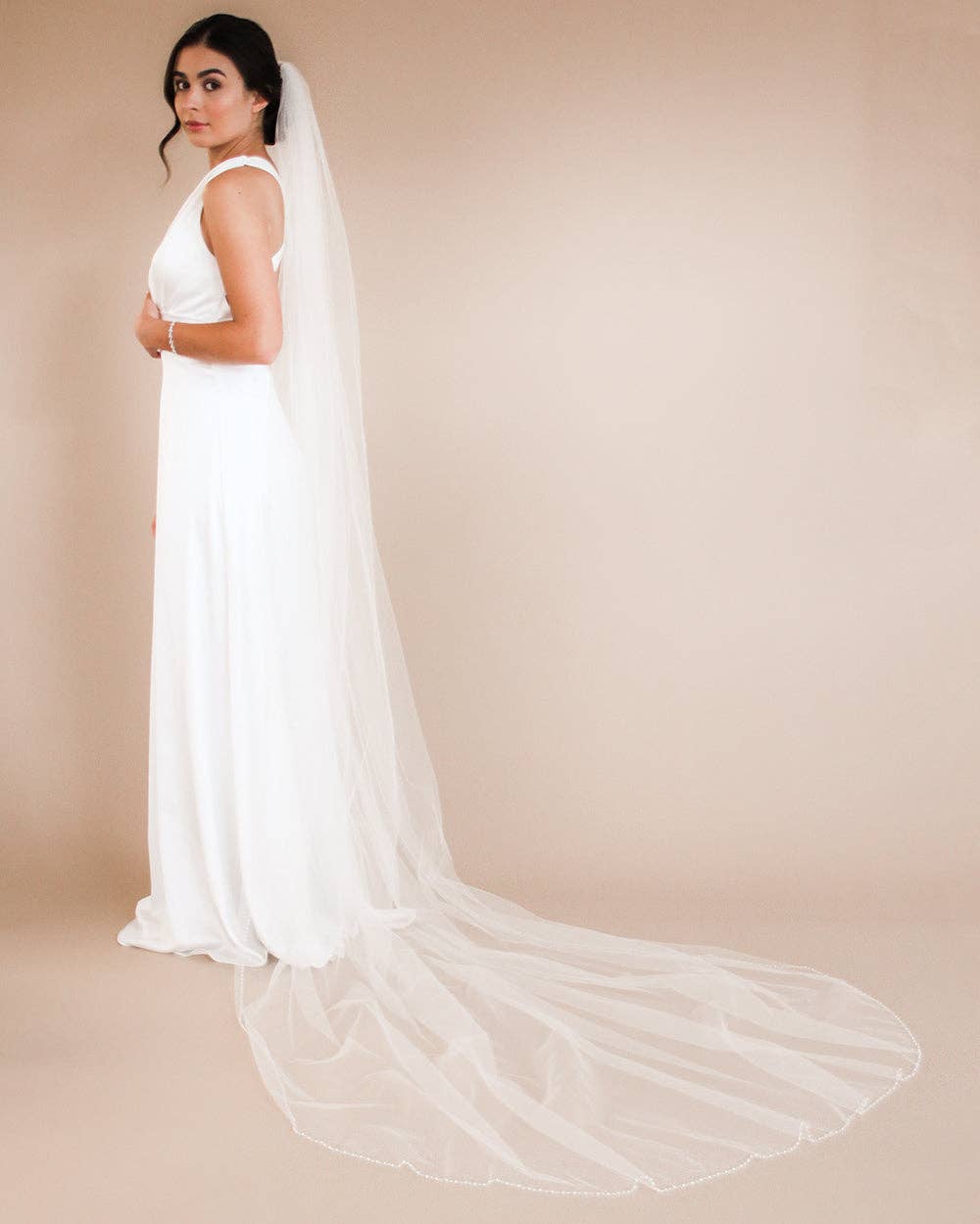 Simple Pearl Edge Wedding Veil