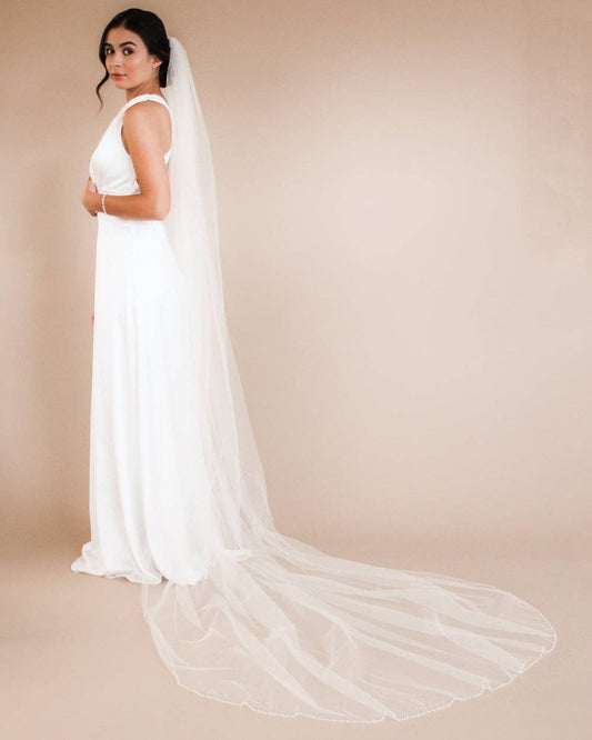 Simple Pearl Edge Wedding Veil